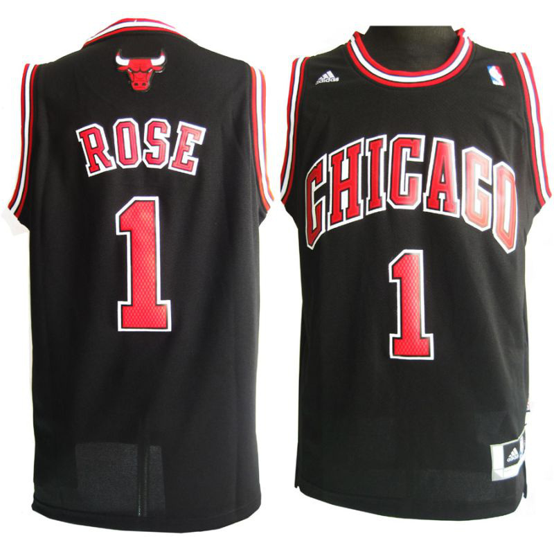 Men NBA Chicago Bulls #1 Rose black Game Nike Jerseys